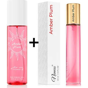 Dámský parfém Neness Amber Plum výhodná sada tělový sprej + parfémovaná voda pro ženy 200ml + 33ml