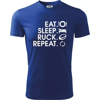 Eat sleep Rugby - Dětské triko sportovní (dresovina) - 146 cm/10 let ( Královská modrá )