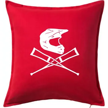 Polštář Cross helma / berle - Polštář 50x50 - 50x50 - Včetně výplně ( Červená )