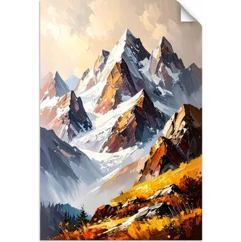 Obraz Zimní horská krajina NÁLEPKA PLAKÁT do OBÝVÁKU nebo KANCELÁŘE 100x150 cm