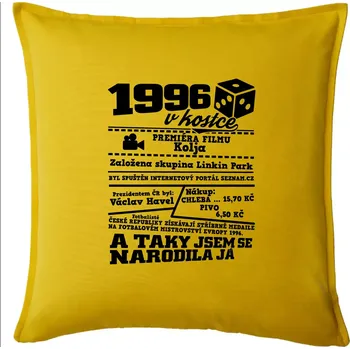 Polštář 1996 v kostce - Polštář 50x50 - 50x50 - Pouze potah ( Žlutá )