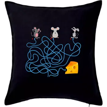 Polštář Myší cesta hlavolam - Polštář 50x50 - 50x50 - Pouze potah ( Černá )