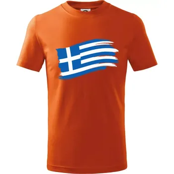 Řecko vlajka - štětkou - Tričko dětské bavlněné - 146 cm/10 let ( Oranžová )