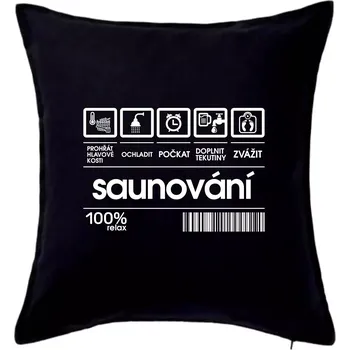 Polštář Čárový kód - sauna - Polštář 50x50 - 50x50 - Pouze potah ( Černá )