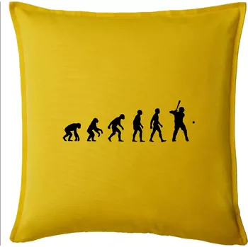 Polštář Evoluce baseball pálkař nápřah + míček - Polštář 50x50 - 50x50 - Pouze potah ( Žlutá )