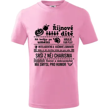 Narozeniny říjen - Tričko dětské bavlněné - 98 cm / 2 roky ( Růžová )