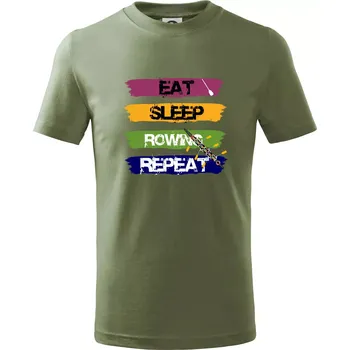 Chlapecké oblečení Eat sleep rowing repeat barevné - Tričko dětské bavlněné - 146 cm/10 let ( Khaki )