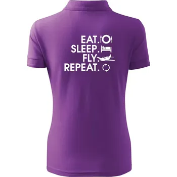 Eat sleep fly repeat - Polokošile dámská Pique Polo - S ( Fialová )