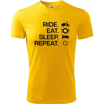 Chlapecké tričko Ride Eat Sleep Repeat moto skútr - Dětské triko sportovní (dresovina) - 158 cm/12 let ( Žlutá )