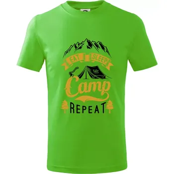 Chlapecké tričko Eat Sleep Camp Repeat - Tričko dětské bavlněné - 98 cm / 2 roky ( Apple Green )