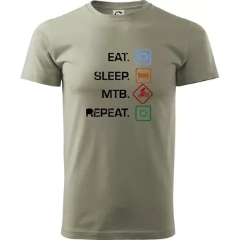 Pánské tričko Eat sleep MTB repeat - Klasické pánské triko vyšší gramáže - L ( Light khaki )