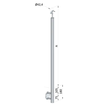 Zábradlí Nerezový sloup, boční kotvení, bez výplně, vrch nastavitelný (ø 42,4x2 mm), leštěná nerez / AISI304