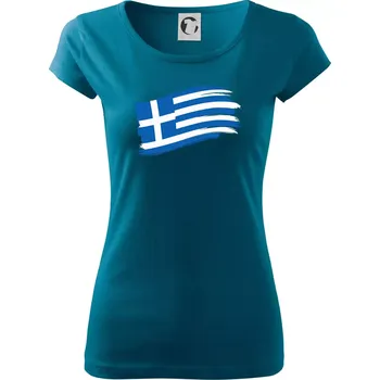 Dámské tričko Řecko vlajka - štětkou - Dámské triko Pure - 3XL ( Petrolejová )