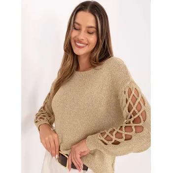 Dámský svetr Zlatý svetr s dírkovanými rukávy Italy Fashion EU velikost: Univerzální