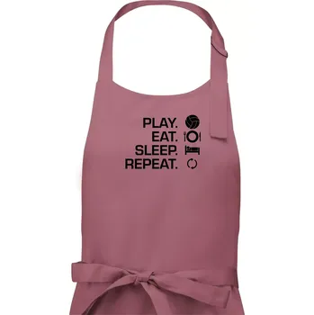 Kuchyňská zástěra Play Eat Sleep Repeat volejbal - Dámská zástěra na vaření - Univerzální velikost ( Starorůžová )