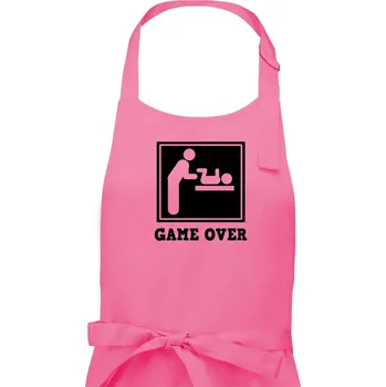 Kuchyňská zástěra Game over miminko - Pánská zástěra na vaření - Univerzální velikost ( Růžová )