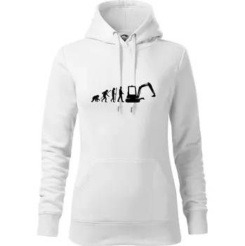 Dámská mikina Evoluce bagr malý - Mikina dámská Cape s kapucí - 2XL ( Bílá )
