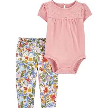 Kojenecká souprava CARTERS CARTER'S Set 2dílný body kr. rukáv, legíny Pink Embroidery holka 3m