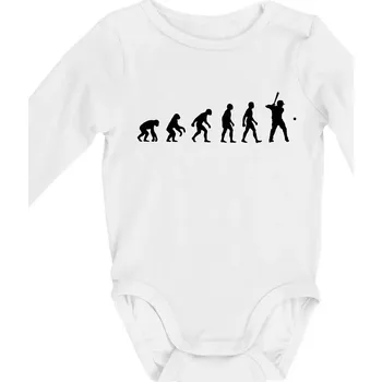 Evoluce baseball pálkař nápřah + míček - Body kojenecké s dlouhým rukávem - Dlouhý r. do 3 měs ( Bílá )