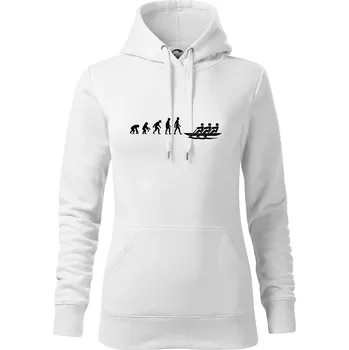 Dámská mikina Evoluce veslování 3 lidi - Mikina dámská Cape s kapucí - 2XL ( Bílá )