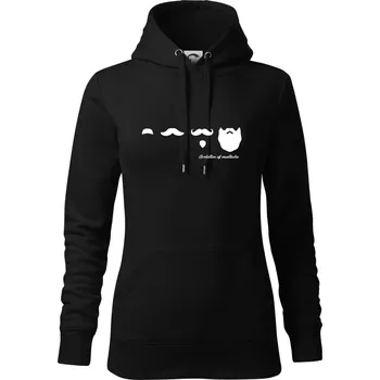 Dámská mikina Evolution mustache - Mikina dámská Cape s kapucí - XS ( Černá )