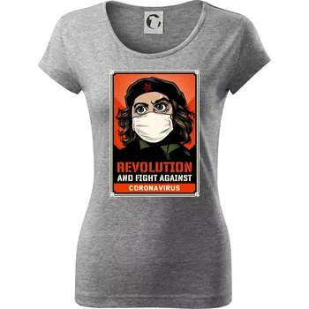 Dámské tričko Corona Revolution & Fight - Dámské triko Pure - S ( Tmavě šedý melír )