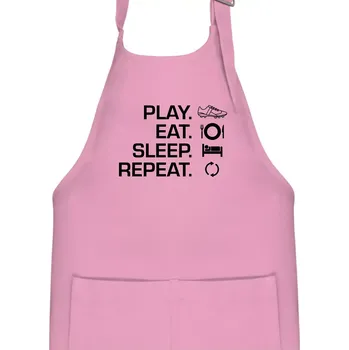Kuchyňská zástěra Play Eat Sleep Repeat fotbal - Dětská zástěra na vaření - Univerzální velikost ( Růžová )