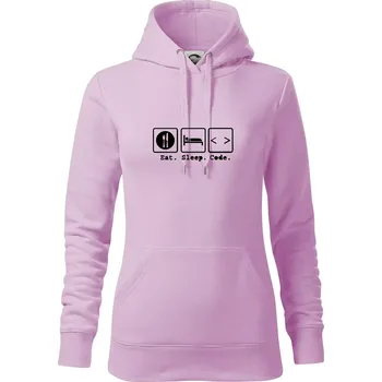 Dámská mikina Eat sleep Code - Mikina dámská Cape s kapucí - XS ( Orchid )