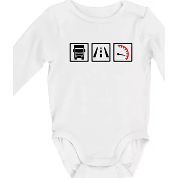 Kamion trio - Body kojenecké s dlouhým rukávem - Dlouhý r. do 3 měs ( Bílá )