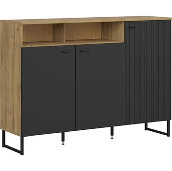 Komoda Komoda Zenda - Black Red White - BRW dub waterford / černý dub 150x108.5 cm