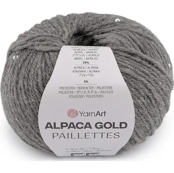 Příze Pletací příze Alpaca Gold s flitry 50 g - 7 (9304) šedá