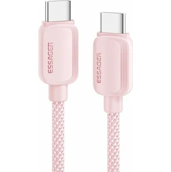 ESSAGER ES-X46 opletený nabíjecí a datový kabel - USB-C na USB-C - 1 m - růžový