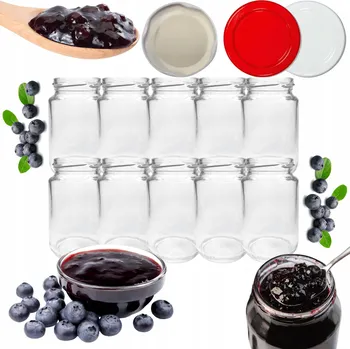 Sklenice Sklenice 190ml 0,2 džemy, džemy , koření, dezerty 10 sad, šroubovací víčka 53mm PZH