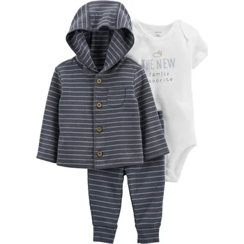 Kojenecká souprava CARTERS CARTER'S Set 3dílný mikina, tepláky, body kr. rukáv Grey Stripes chlapec LBB PRE, vel. 46