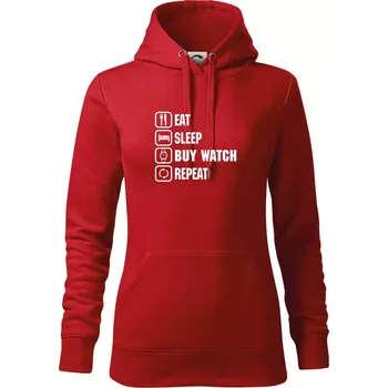 Dámská mikina Eat sleep buy watch reapeat - Mikina dámská Cape s kapucí - L ( Červená )