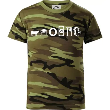 Chlapecké oblečení Evoluce peněz bitcoin - Dětské maskáčové triko - 104-110cm / 3-4 roky ( Zelený maskáč )