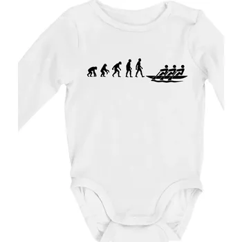 Evoluce veslování 3 lidi - Body kojenecké s dlouhým rukávem - Dlouhý r. do 3 měs ( Bílá )