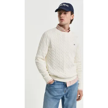 Pánský svetr SVETR GANT COTTON CABLE C-NECK CREAM