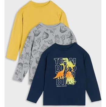 Sinsay - 3 balení triček s dlouhým rukávem - námořnická modrá - 788EY-59X - 788EY-59X-140