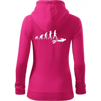 Dámská mikina Evoluce potápění - Dámská mikina trendy zipper s kapucí - S ( Purpurová )