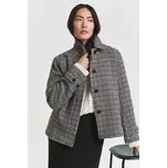 KABÁT GANT CHECKED SHORT WOOL BLEND CAR COAT PUTTY