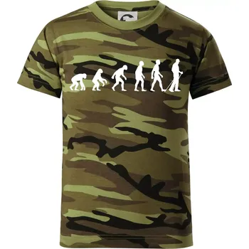 Evoluce Nordic walking - Dětské maskáčové triko - 104-110cm / 3-4 roky ( Zelený maskáč )