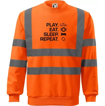 Pánská mikina Play Eat Sleep Repeat fotbal - Reflexní mikina - 2XL ( Neonově oranžová )