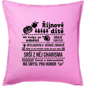 Polštář Narozeniny říjen - Polštář 50x50 - 50x50 - Pouze potah ( Růžová )
