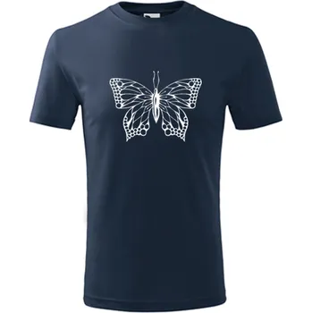 Chlapecké tričko Tmavě modré dětské tričko s motýlem - barva tmavě modrá - velikost 6let