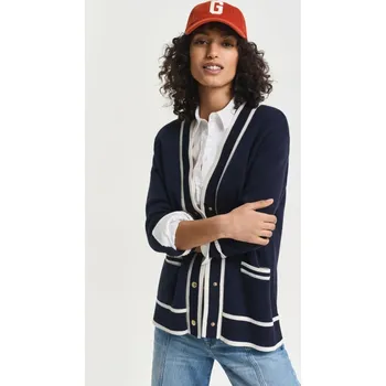 Dámský svetr KARDIGAN GANT CONTRAST KNIT CARDIGAN EVENING BLUE