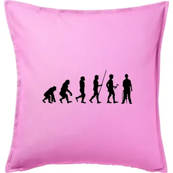Polštář Evoluce zedník zbiječka - Polštář 50x50 - 50x50 - Pouze potah ( Růžová )
