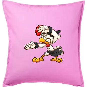 Polštář Kohout karatista - Polštář 50x50 - 50x50 - Pouze potah ( Růžová )