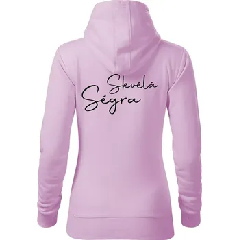 Dámská mikina Skvělá ségra - nápis na zádech - Mikina dámská Cape s kapucí - S ( Orchid )