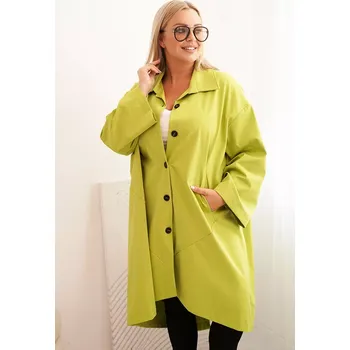 Dámský kabát Kesi Włoski Dámský plášť Plus Size Punto s bavlnou a knoflíky pistáciová Kesi Włoski černá | světle zelená 3385391